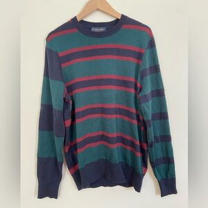 Brooks Brothers Navy and Red Striped Crewneck Sweater